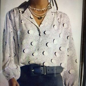 CAbi Black and White Polka Dot Blouse Eclipse 4340 SZ Small